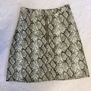 Snakeskin Faux Leather Skirt with Zipper Front
